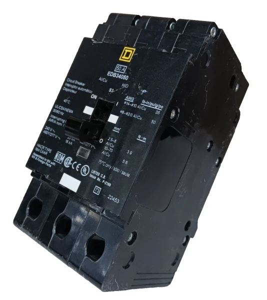 New Square D EDB34050 Bolt-On Circuit Breaker 50 Am[ 3 Pole 480 VAC