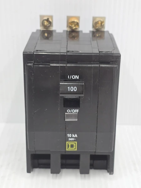 Square D 100 Amp Bolt-On Circuit Breaker 240 VAC 3 Pole 10 kA QOB3100