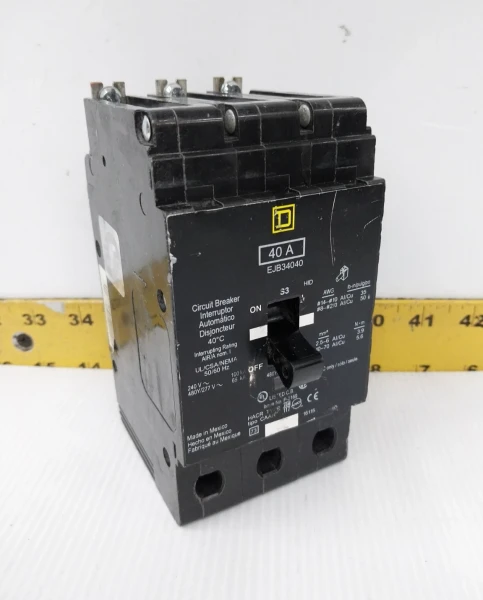 Square D 40 Amp Bolt-On Circuit Breaker 480Y/277 VAC 3 Pole EJB34040