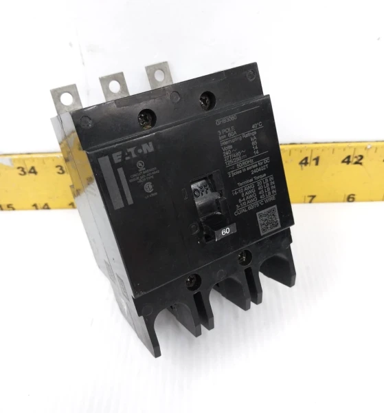 Eaton 60 Amp Bolt-On Circuit Breaker 277/480 VAC / 125/250 VDC 3 Pole GHB3060
