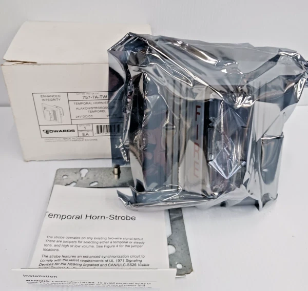 New Edwards EST 757-7A-TW Temporal Horn Strobe 24 Vdc White