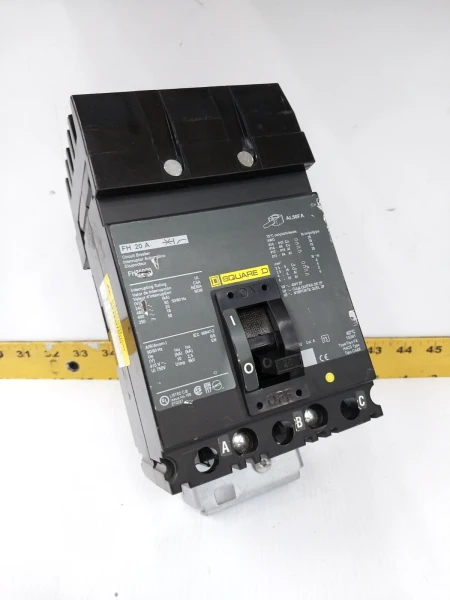 Square D 20 Amp I-Line Circuit Breaker 600 VAC / 250 VDC 3 Pole FH36020