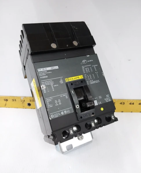New Square D 20 Amp I-Line Circuit Breaker 600 VAC / 250 VDC 3 Pole FH36020