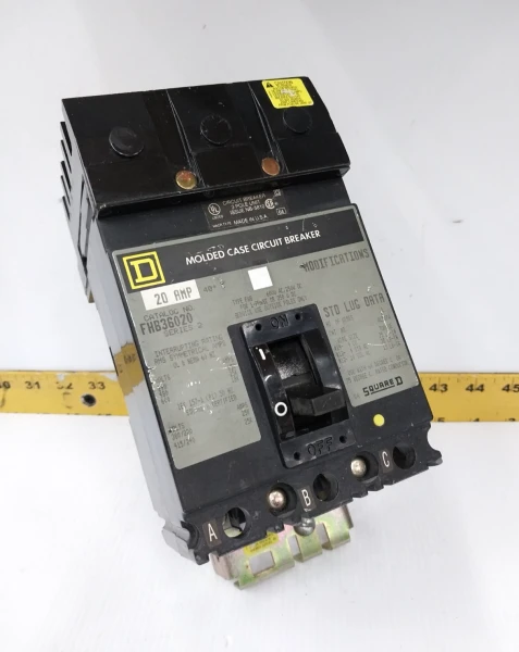Square D 20 Amp I-Line Circuit Breaker 600 VAC / 250 VDC 3 Pole FHB36020