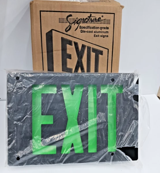 New Lithonia LES1G Green Die Cast Emergency Exit Sign