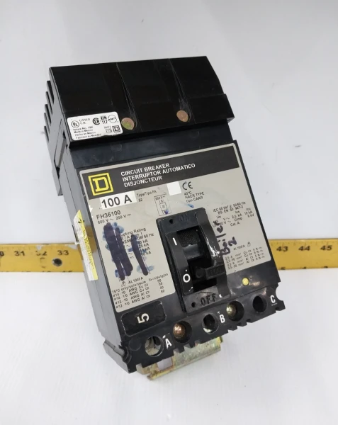 Square D 100 Amp I-Line Circuit Breaker 600 VAC / 250 VDC 3 Pole FH36100 (#2)