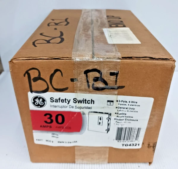 New GE 30 Amp Fusible Safety Switch 3 Pole 4 Wire TG4321