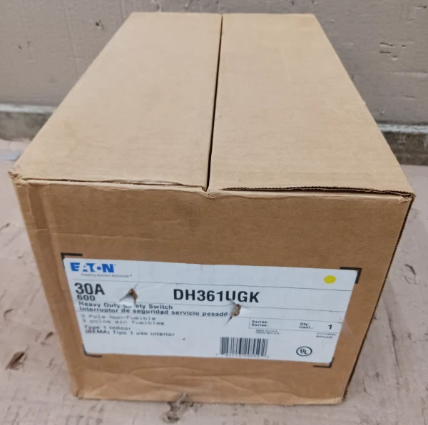 New Eaton 30 Amp Non-Fusible Safety Switch 3 Pole 600 Vac DH361UGK