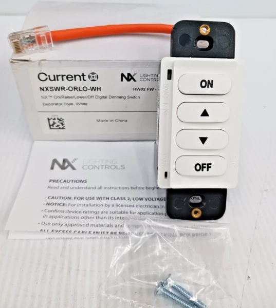 New Current Nx NXSWR-ORLO-WH On/Raise/Lower/Off Digital Dimming Switch