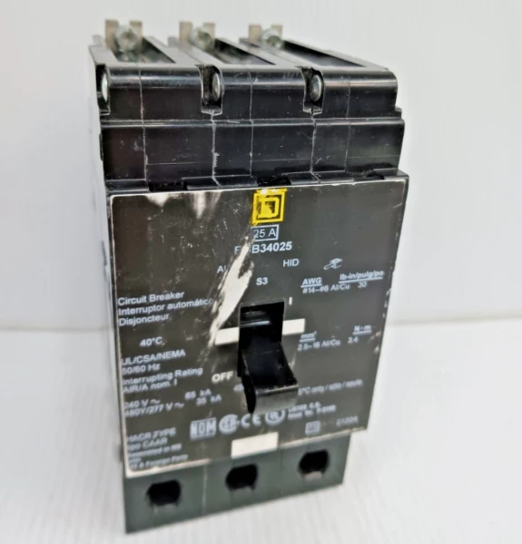 New Square D 25 Amp Circuit Breaker EGB34025 3 Pole 480 y / 277 Vac NTO