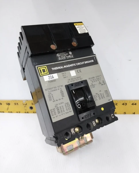 Square D 20 Amp Series 2 I-Line Circuit Breaker 600 VAC / 250 VDC 3 Pole FH36020