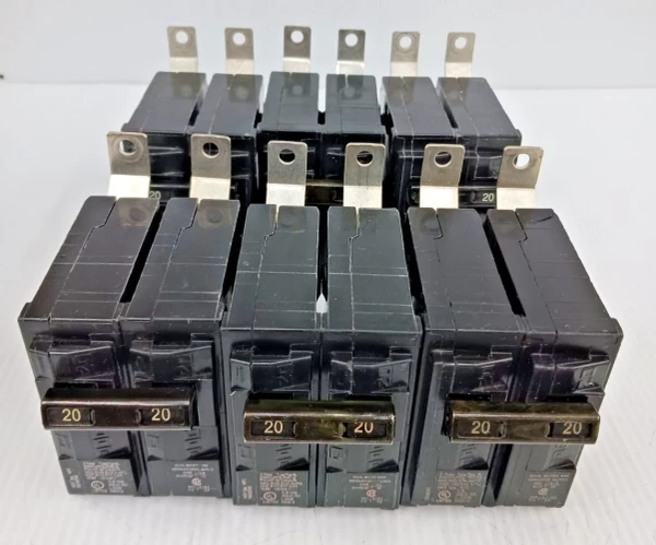 Lot of 6 Siemens 20 Amp Bolt-on Circuit Breaker BL B320 2 Pole 120/240 Vac