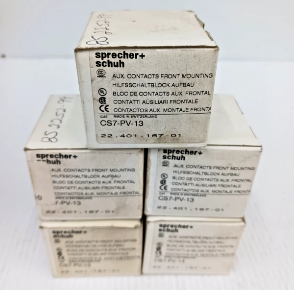 Lot of 5 New Sprecher + Schuh CS7-PV-13 Auxiliary Contacts Front Mounting