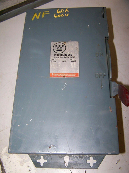 WESTINGHOUSE 60 AMP NON-FUSED SAFETY SWITCH 600 VAC 50 HP 3 PHASE HUN362