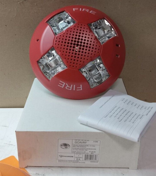 NEW EDWARDS GCAVRF FIRE ALARM CEILING HORN/STROBE 15-115CD FIRE MARKED RED