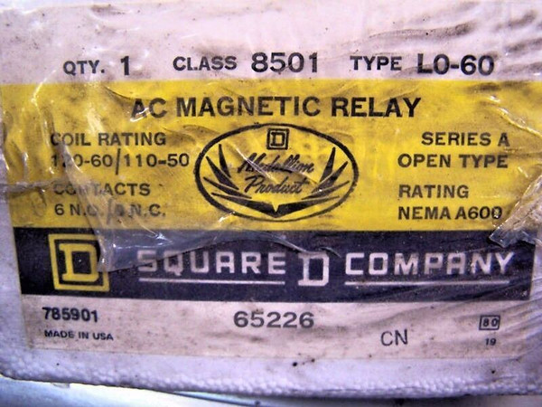 NEW SQUARE D 8501 LO-60 / L0-60  CONTROL RELAY LO60 120 VAC COIL