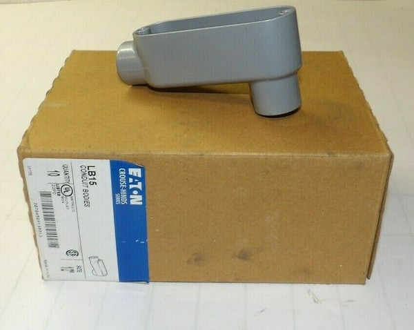 BOX OF 10) NEW EATON CROUSE-HINDS LB15 ALLUMINUM CONDUIT BODIES 1/2" NPT 