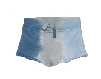 NGB (NAVY GREY BLUE) HEATHER TIE DYE RAW EDGE SHORTS