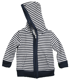 NAVY STRIPES LONG SLEEVE HOODED ZIP JACKET WITH POCKETS