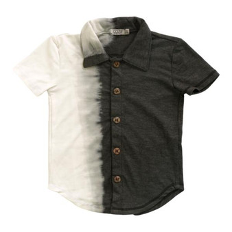 Short-Sleeve Buttondown (Split Black Tie-Dye)