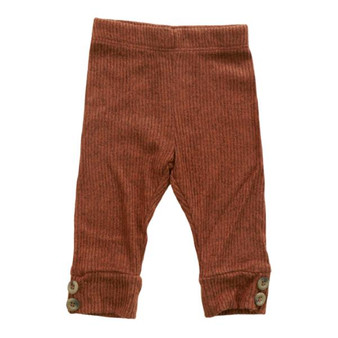 Ribbed Button-Cuff Leggings
