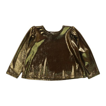 Havana Foil Puff-Shoulder Long-Sleeve Tee