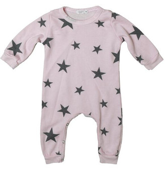 Long-Sleeve Onesie (Charcoal Stars Pattern)