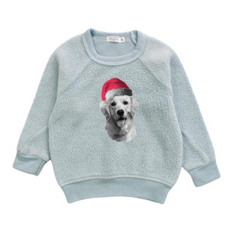Reversed Pullover Crew (Santa Hat Dog Print)