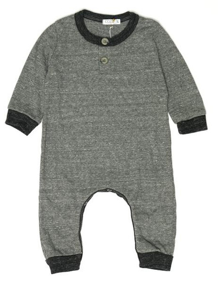 Charcoal Long-Sleeve Henley Onesie