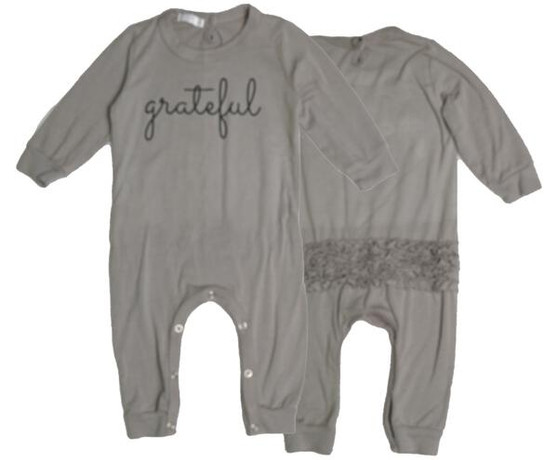 Ruffle-Back Long-Sleeve Onesie ("grateful")