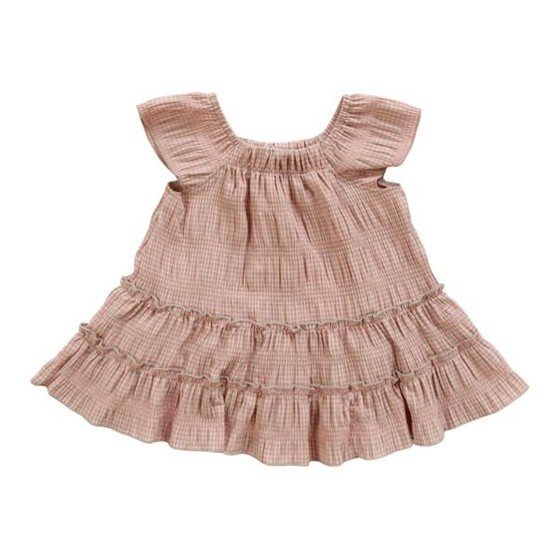 A-Line Tiered Dress (Micro-Check Pattern)