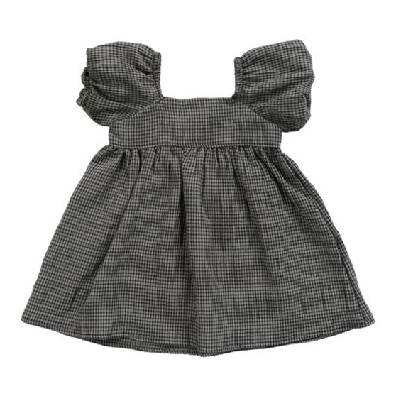 Short-Sleeve Empire Dress (Micro-Check Pattern)