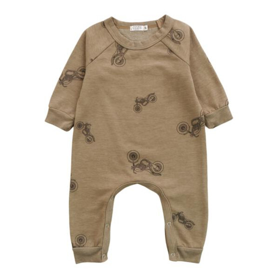Raglan Long-Sleeve Onesie (Motorcycle Pattern)
