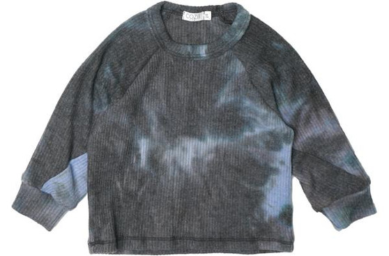 Pullover Crew (Blue-Black Tie-Dye)