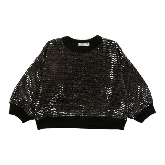 Balloon-Sleeve Tunic (Silver Sequins)