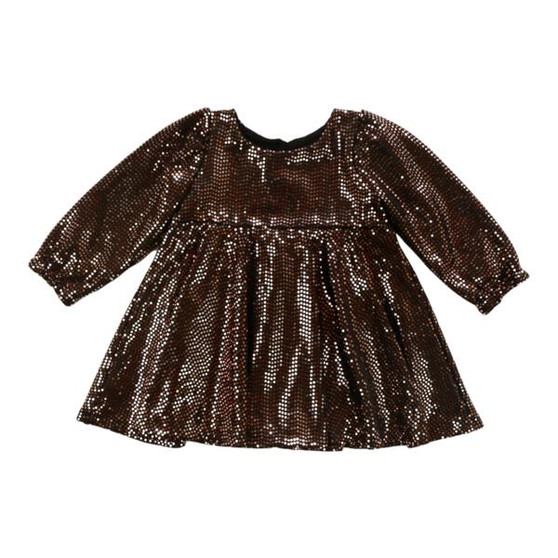 Puff Long-Sleeve Dress (Rose-Gold Sequins)