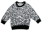 LEOPARD PRINT LONG SLEEVE CREW WITH CONTRAST RIB