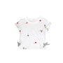 SHORT SLEEVE CHERRY PRINT TEE WITH GREY SIDE TIE