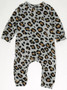 Ruffle-Back Long-Sleeve Onesie (Leopard Spots Print)