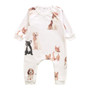 Reversed Raglan Long-Sleeve Onesie (Dogs Pattern)
