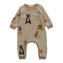 Reversed Raglan Long-Sleeve Onesie (Dogs Pattern)