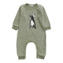 Reversed Raglan Long-Sleeve Onesie (Frenchie Spike Collar Print)