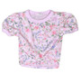 Puff-Sleeve Knotted Tee (Florals Pattern)