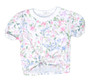Puff-Sleeve Knotted Tee (Florals Pattern)