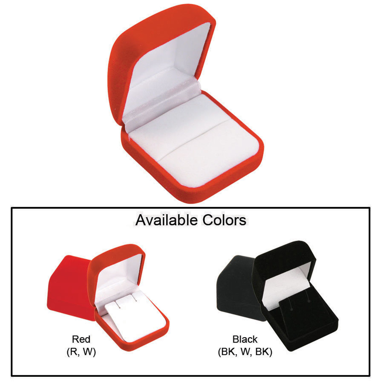 Velvet Ring Box, Red, 2 x 2.25 x 1.5, Pack of 6