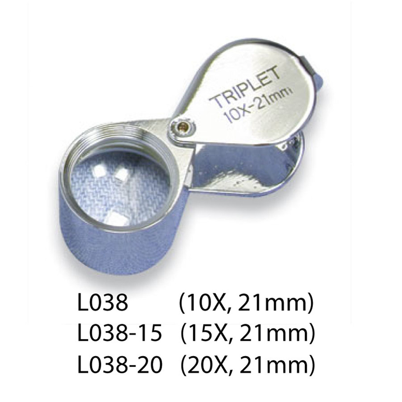 21mm Jeweler Loupe Triplet Lens 10x Magnifier Magnification with LED and UV Light