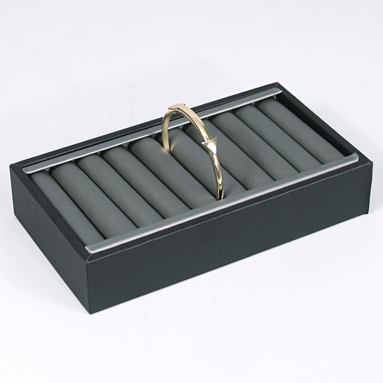 Bangle Tray with 9 Slots and Steel Grey Leatherette Finish, 7 1/2 x 1 3/8  (210-87R)