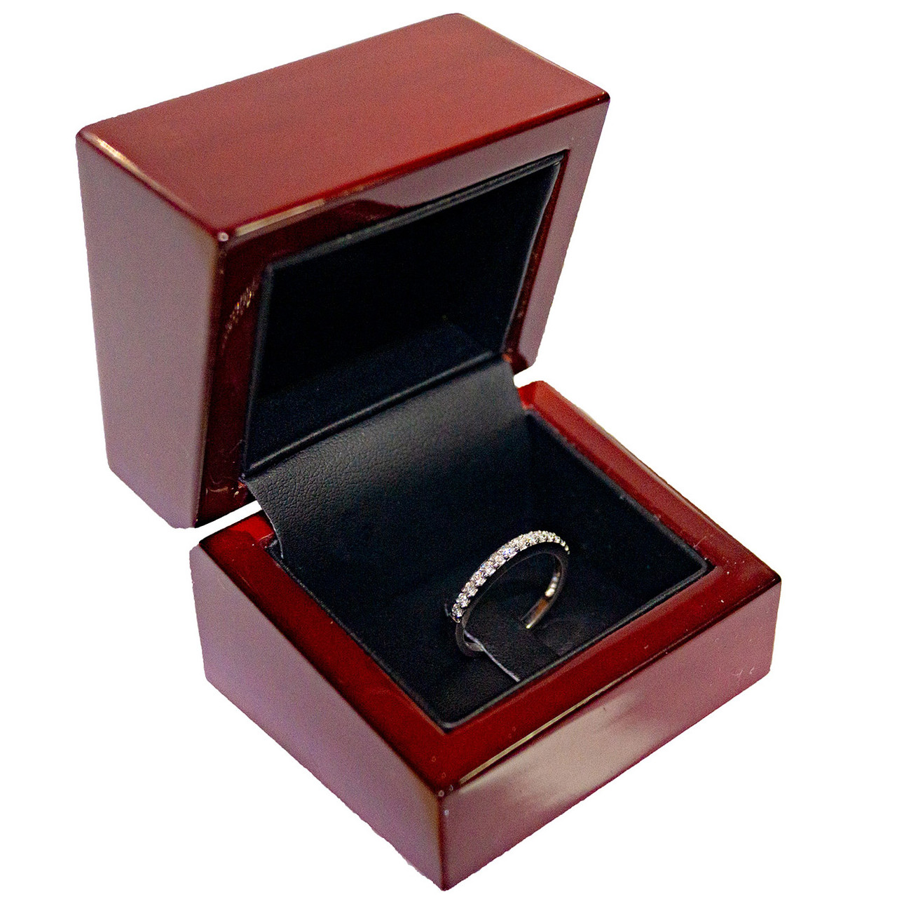 black leather ring box