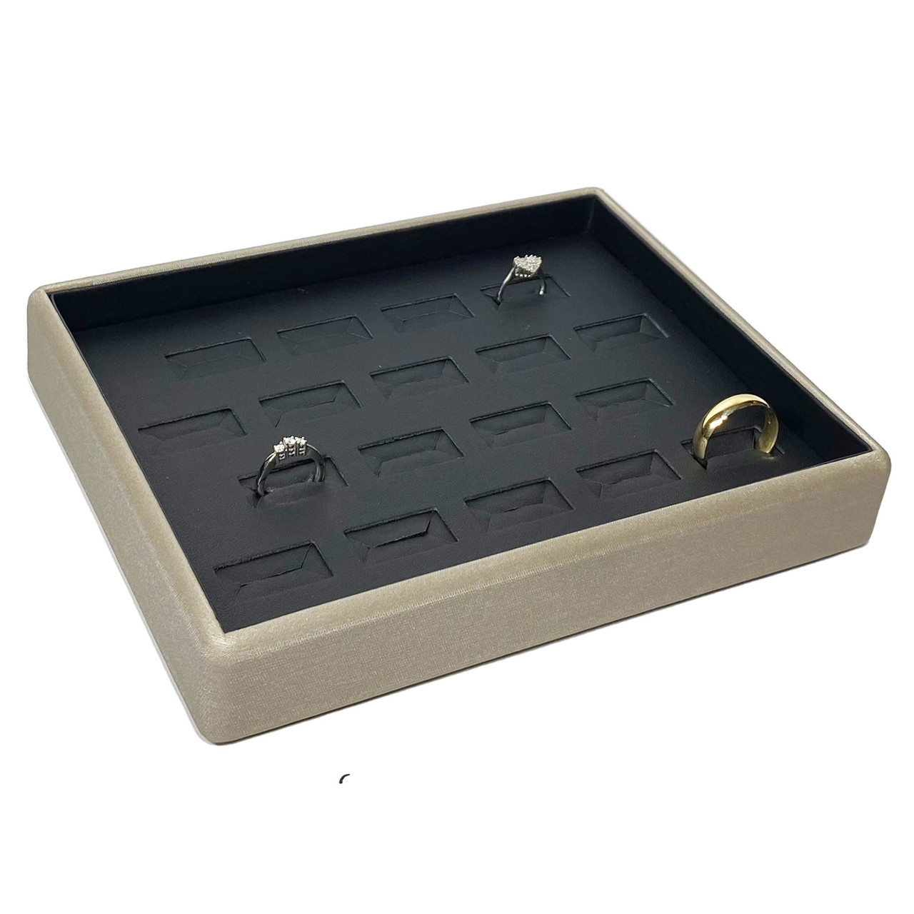 Lightweight Stackable Ring Tray 18-Slots 8 1/8"x 6 1/8"x 1  1/2"(TY-2201-F21) - Eds Box & Supply Co.