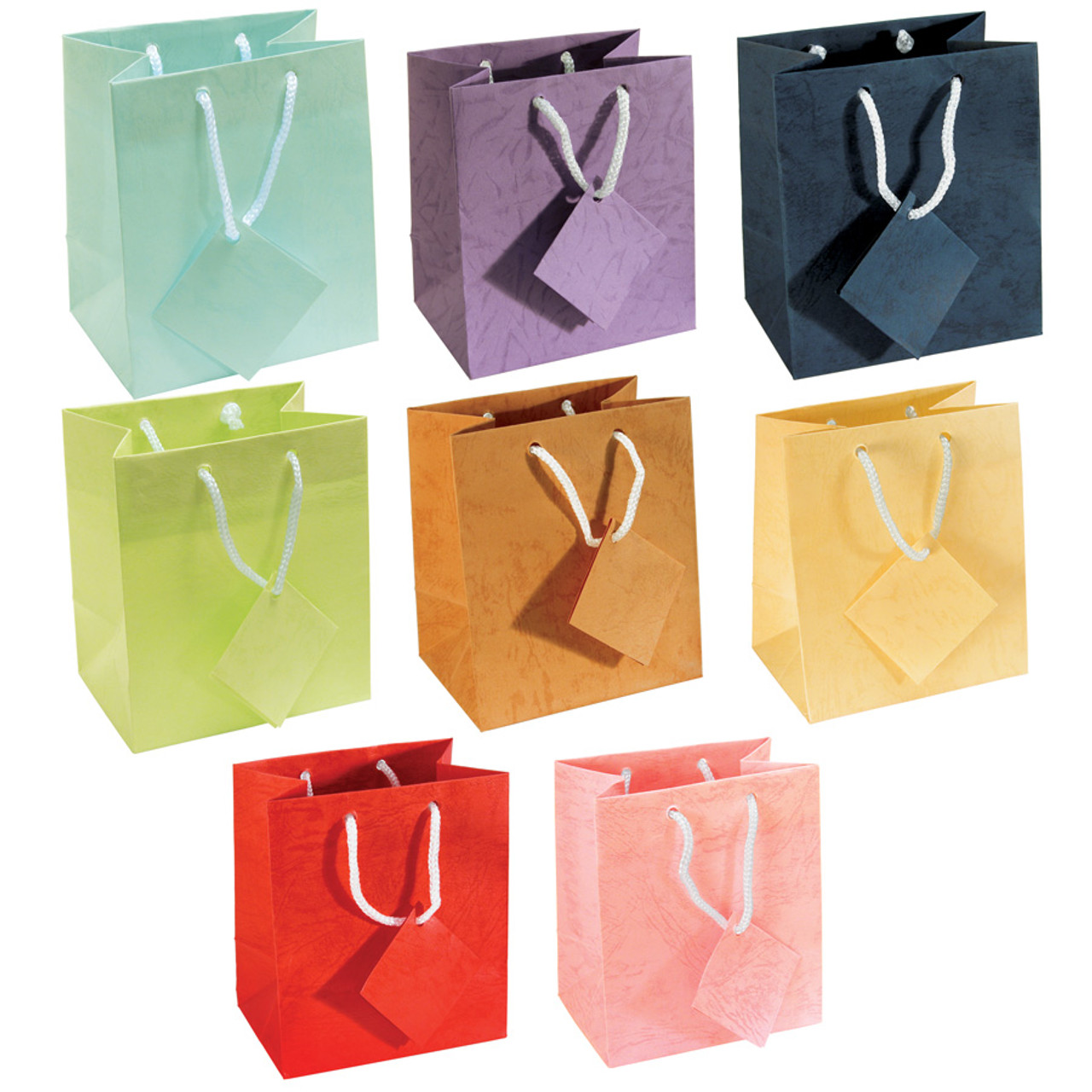3 x 3 1/2H Assorted Pastel Gift Bags, Assorted 8 Color, Price for 100 pcs  - Eds Box & Supply Co.